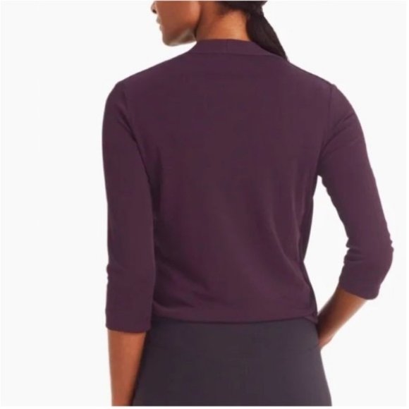 MM Lafleur The Deneuve Faux Wrap Top in Blackberry Size M 3/4 Sleeve Career - Picture 3 of 9